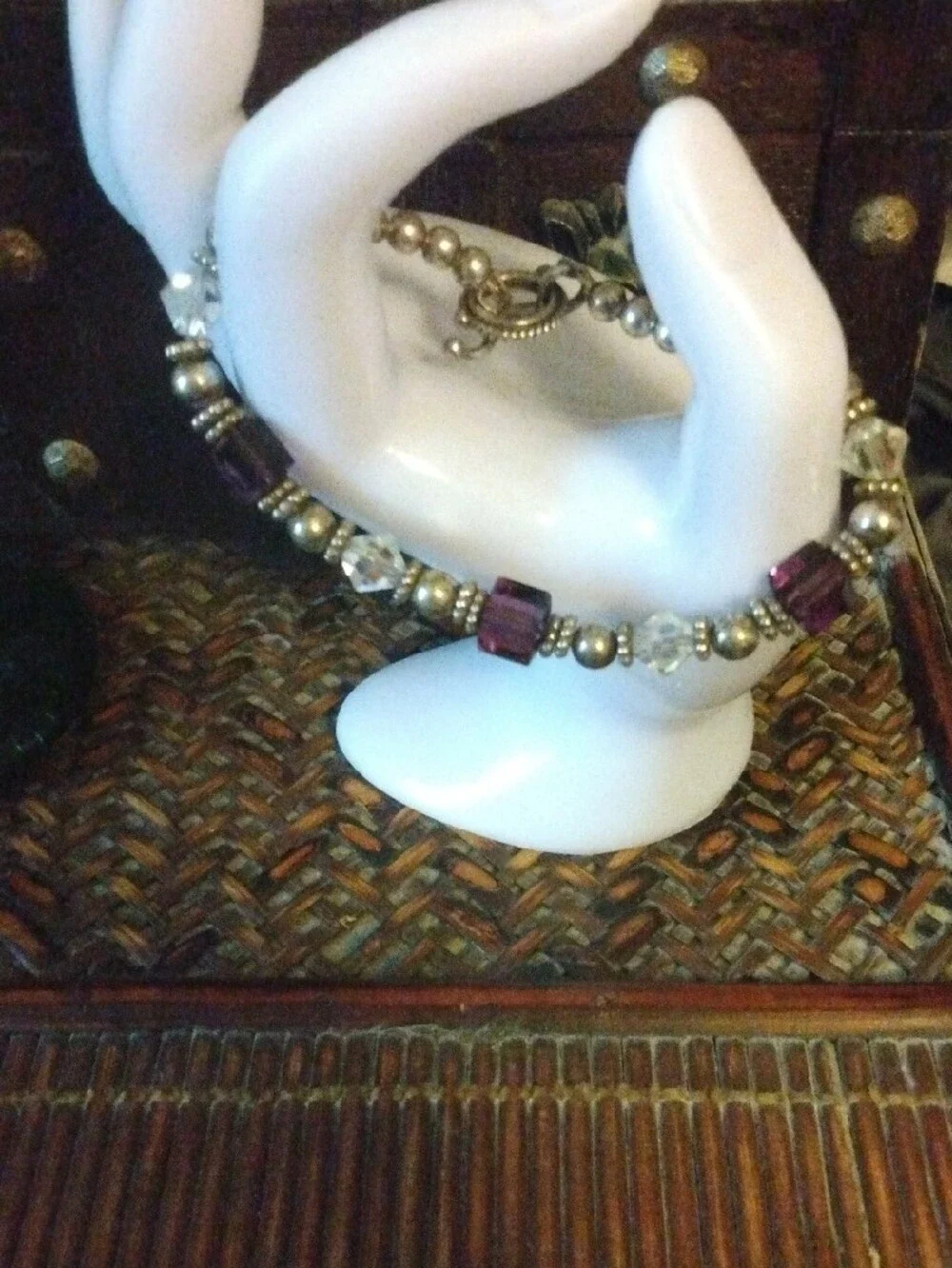 Purple Crystal & Gold Bead Bracelet - Women Jewelry